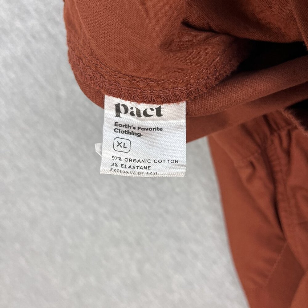 Pact Organic Daily Twill Pants Womens XL Terra Cotta Brown Elastic Waistband NEW - Picture 8 of 14